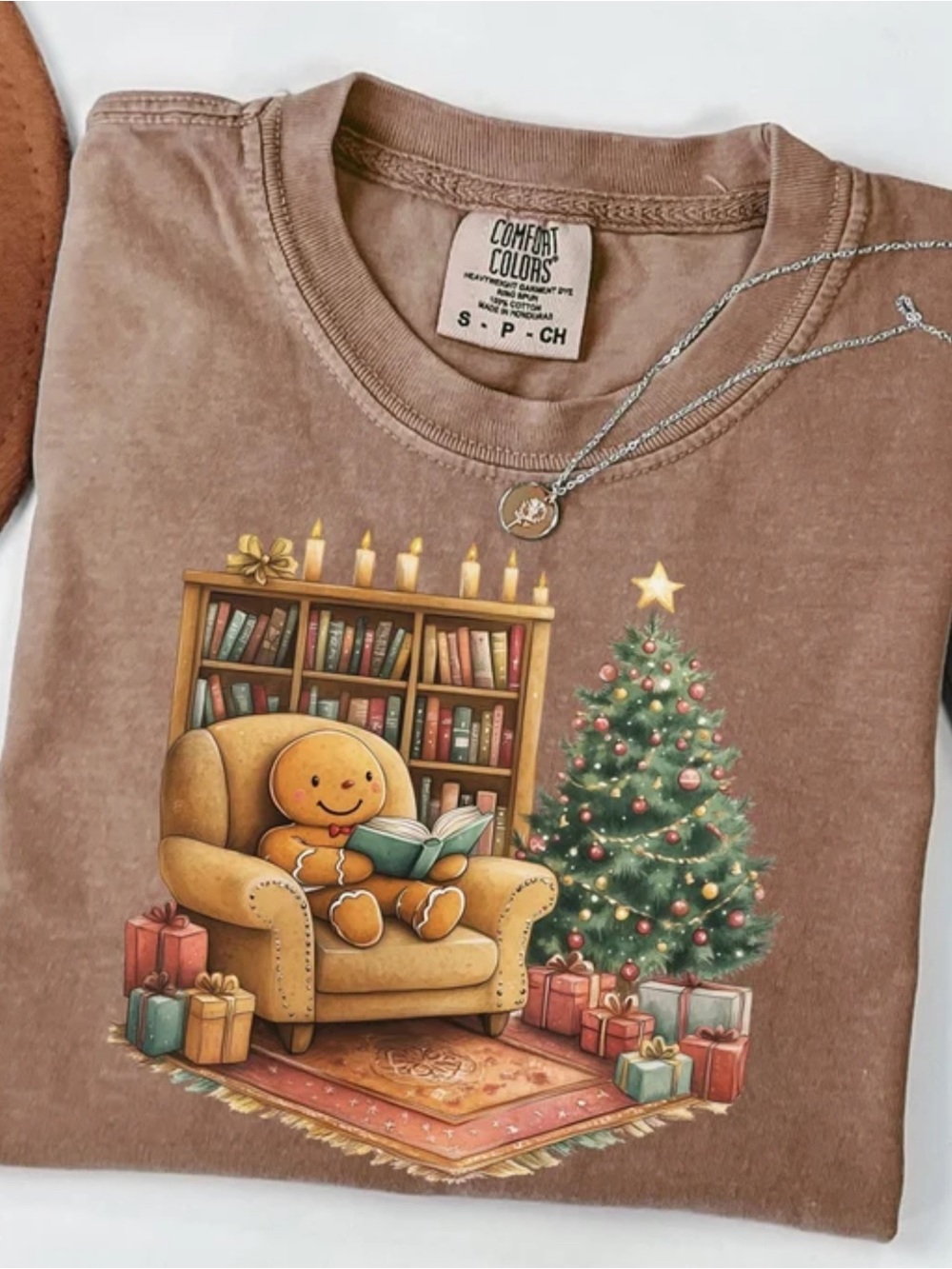 Comfort Colors Espresso Gingerbread Reading Holiday Tee